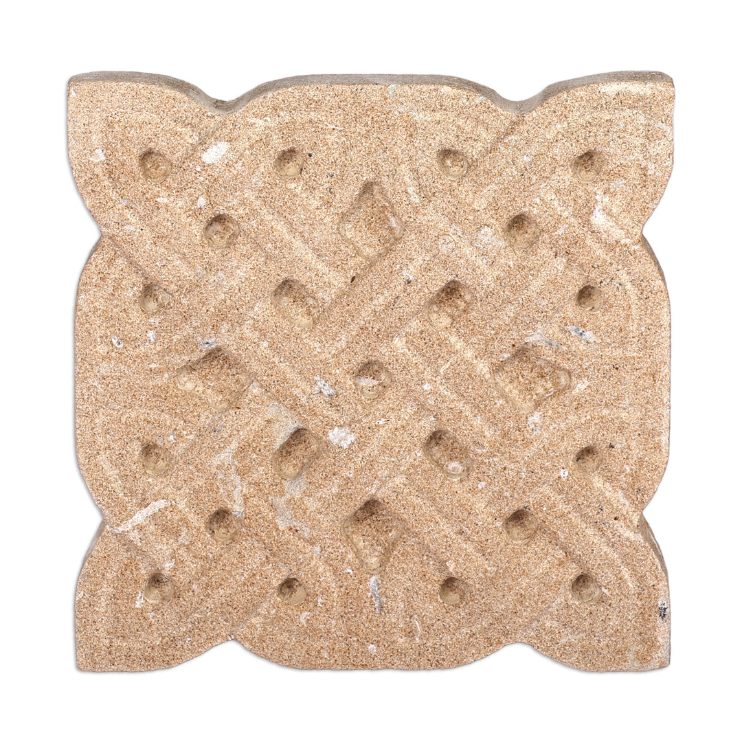 Hand-Carved Traditional Patterned Felsite Stone Magnet - Everlasting Bonds