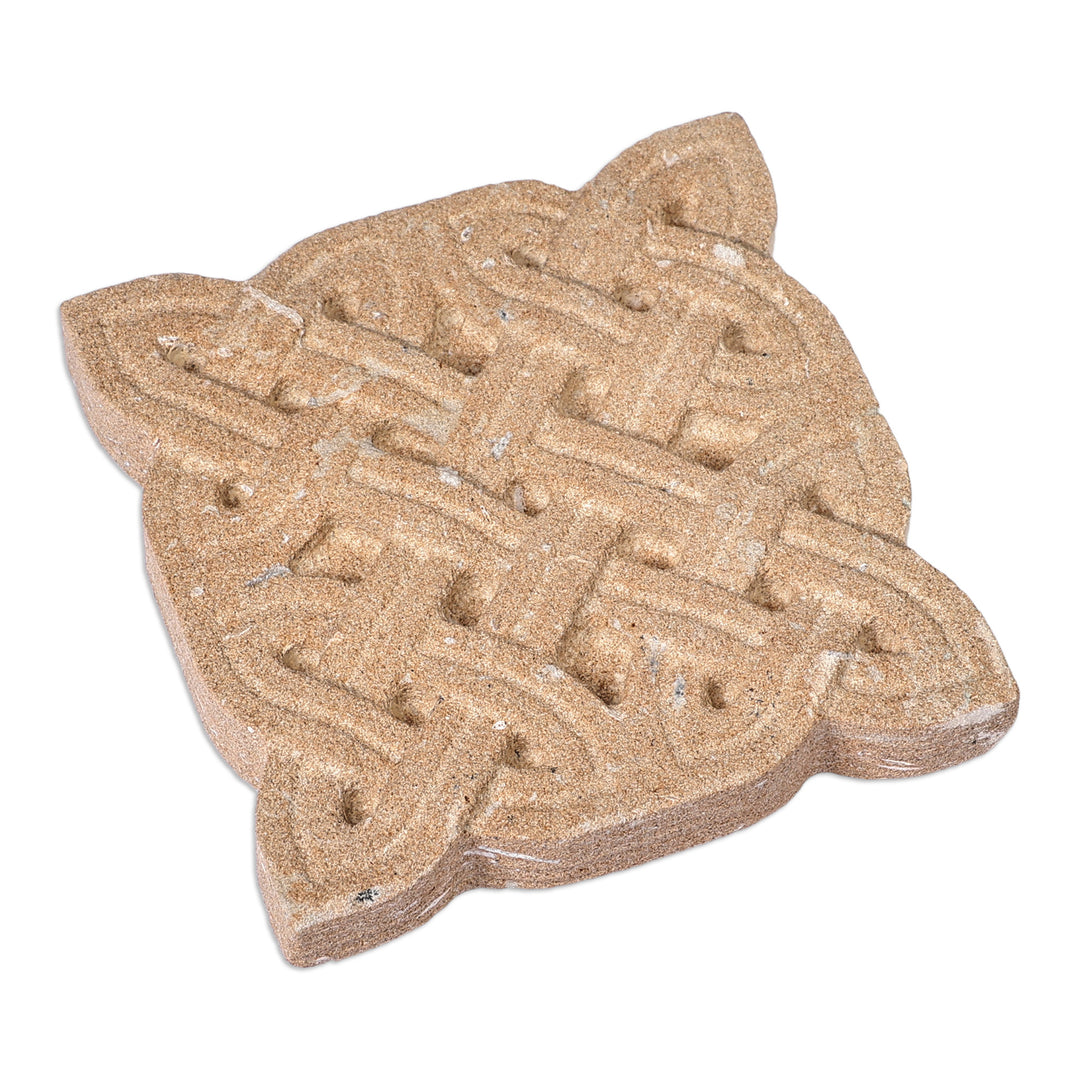 Hand-Carved Traditional Patterned Felsite Stone Magnet - Everlasting Bonds