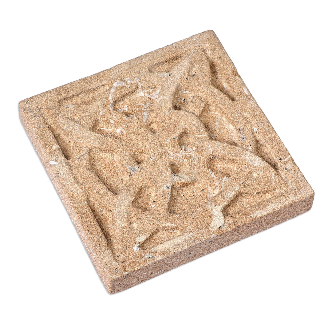 Hand-Carved Traditional Square Felsite Stone Magnet - Universal Bonds
