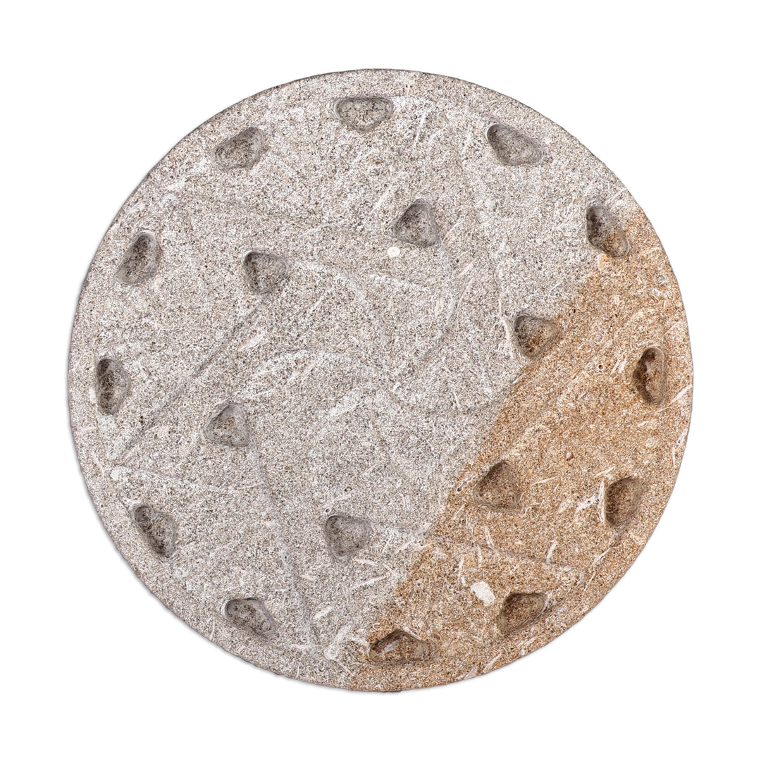 Hand-Carved Star-Themed Round Felsite Stone Magnet - Harmonious Bonds