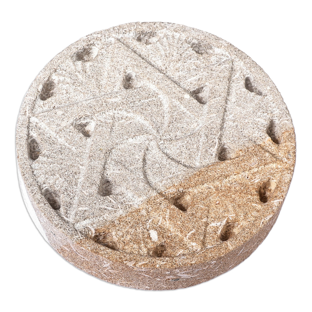 Hand-Carved Star-Themed Round Felsite Stone Magnet - Harmonious Bonds