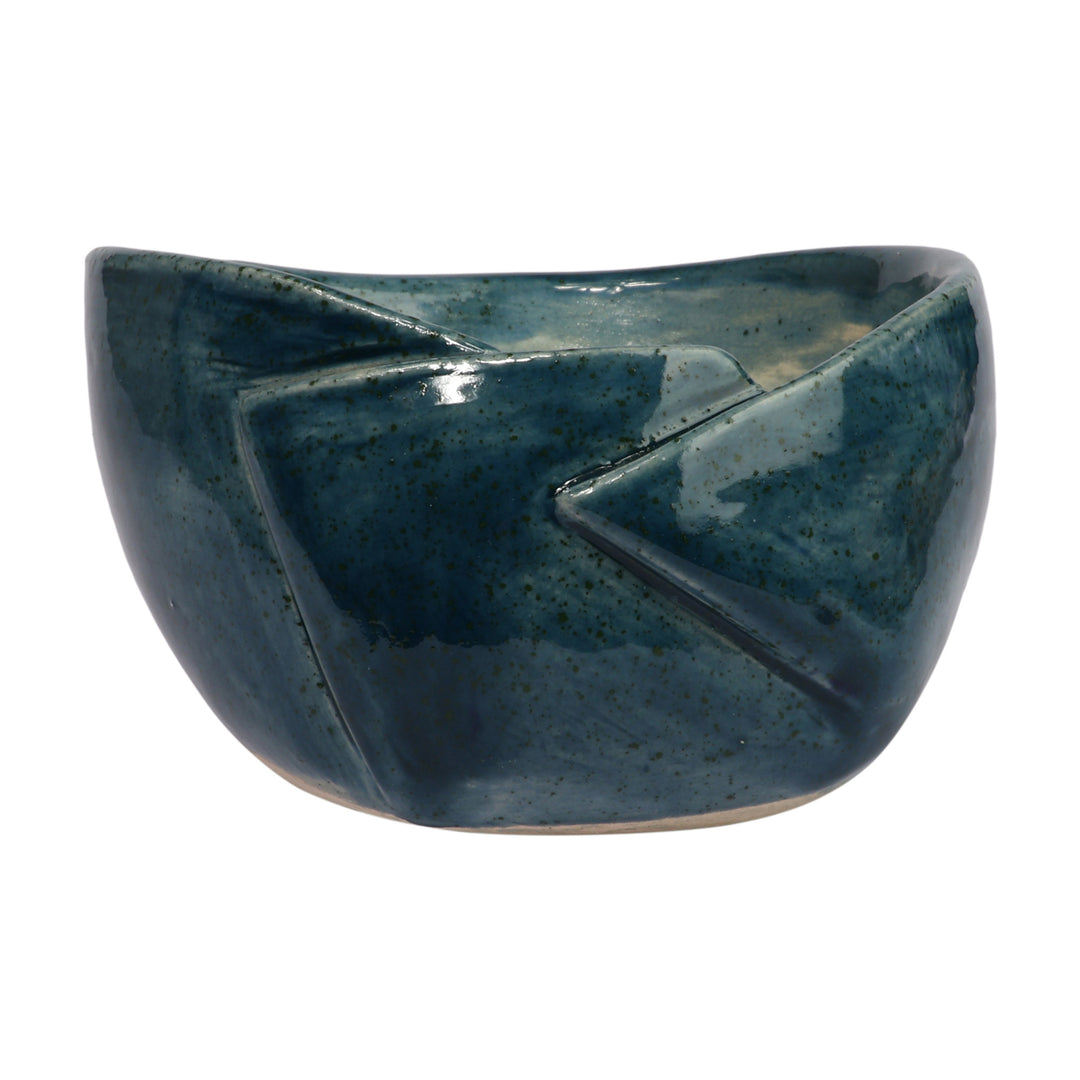 Modern Glazed Blue Ceramic Mini Flower Pot Made in Armenia - Regal Nature
