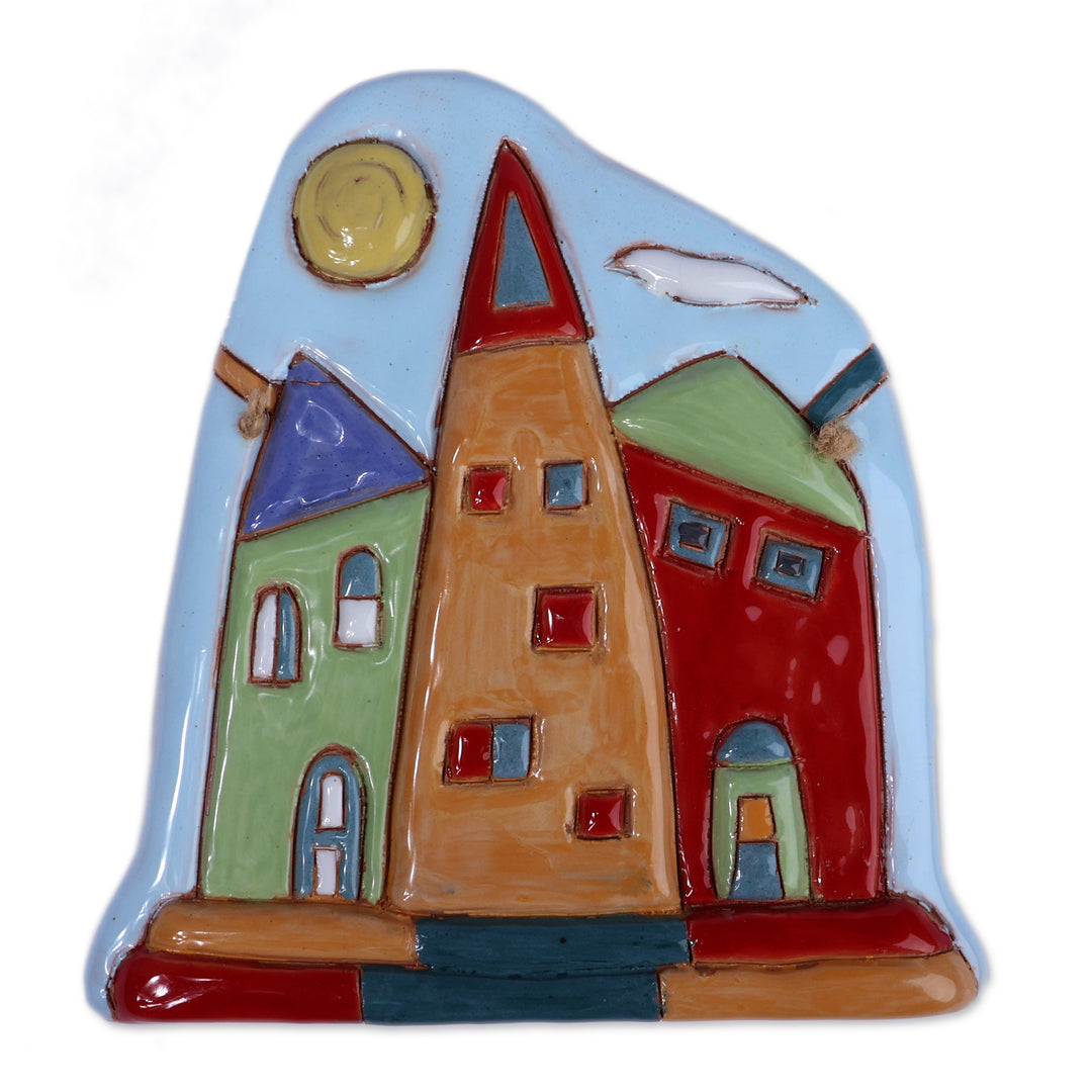 Painted Glazed Ceramic Wall Art Inspired by Armenian Cottage - Cottage Radiance