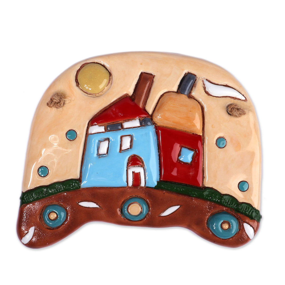 Painted Glazed Armenian Cottage-Inspired Ceramic Wall Art - Cottage Beauty