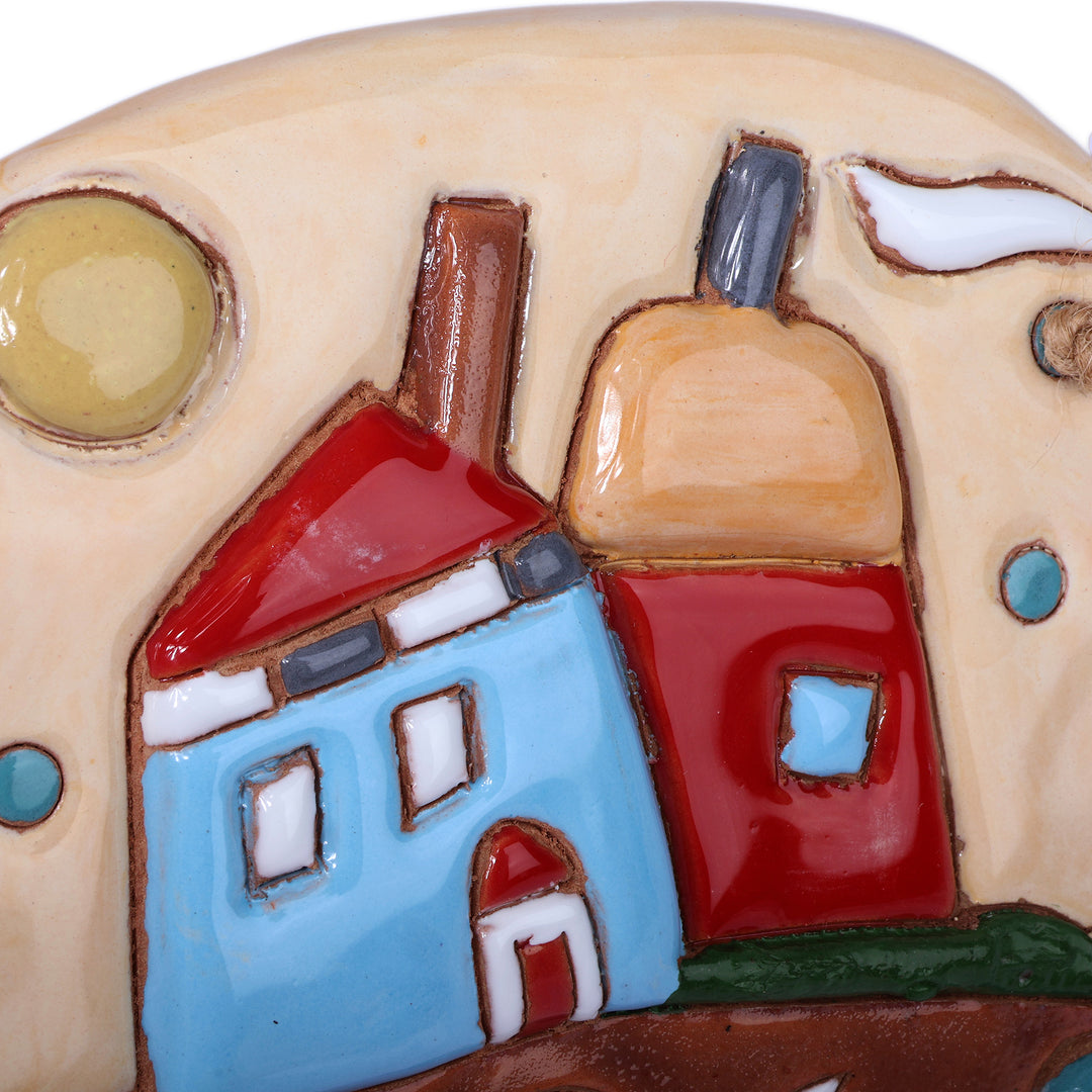 Painted Glazed Armenian Cottage-Inspired Ceramic Wall Art - Cottage Beauty