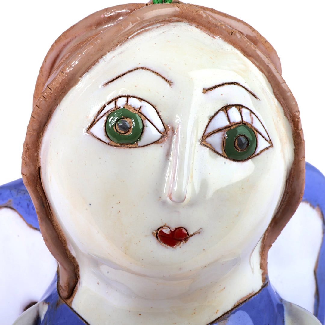 Hand-Painted Whimsical Blue Musical Angel Ceramic Ornament - Rhythmic Dream