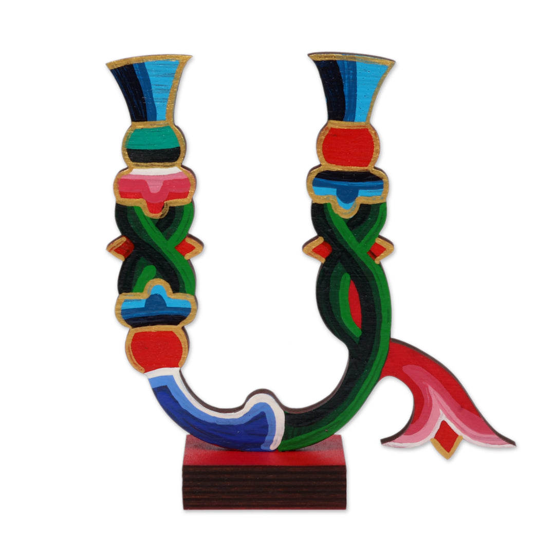 Fair Trade Painted Wood Armenian Alphabet Letter A Sculpture - Ode with A