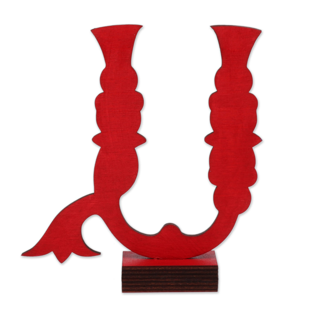 Fair Trade Painted Wood Armenian Alphabet Letter A Sculpture - Ode with A