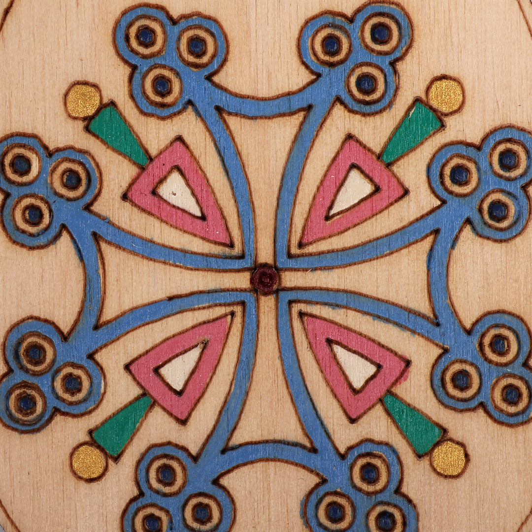 3 Hand-Painted Folk Art Armenian Crosses Wooden Ornaments - Folk Art Crosses