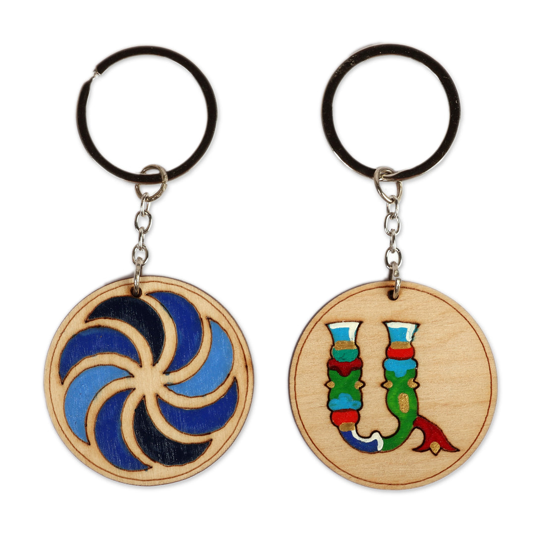 Artisan-Made Set of 2 Letter A and Sigil-Themed Keychains - Eternal A