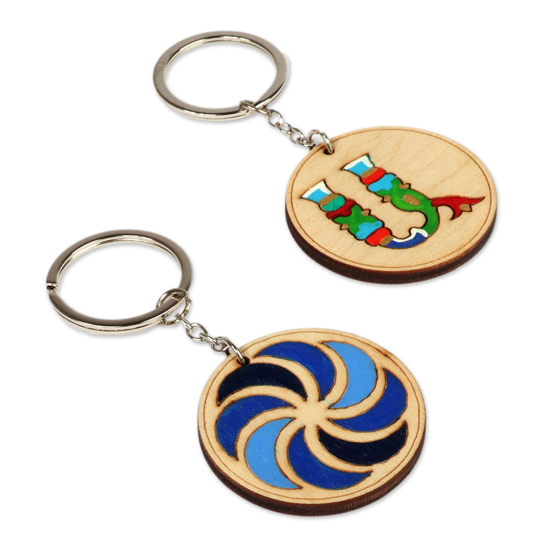 Artisan-Made Set of 2 Letter A and Sigil-Themed Keychains - Eternal A