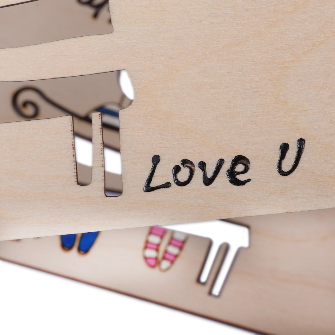Inspirational Romantic Wood Postcard Pair Made in Armenia - Duo in Love