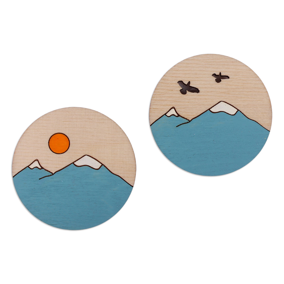 Mount Ararat-Inspired Hand-Painted Round Wood Magnet Pair - Ararat Memories