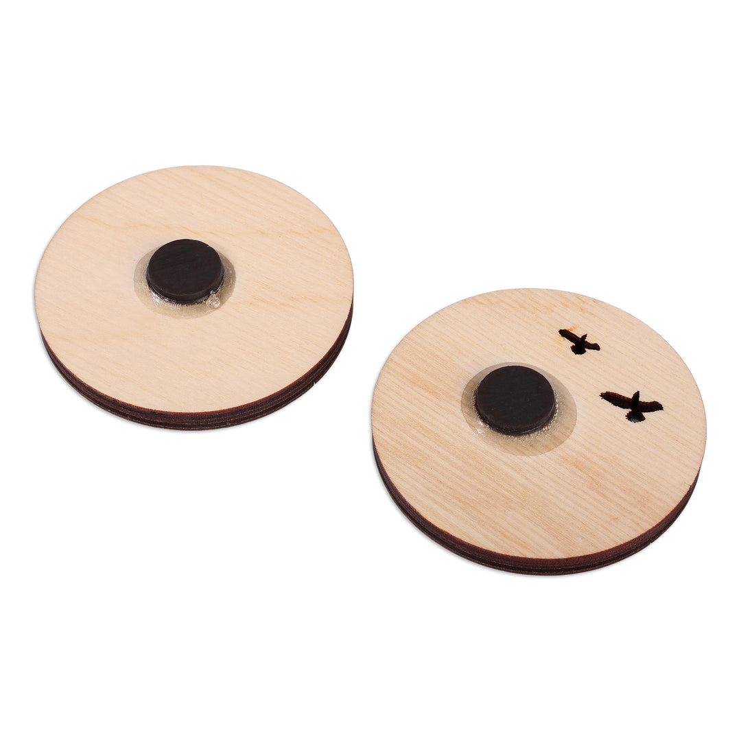 Mount Ararat-Inspired Hand-Painted Round Wood Magnet Pair - Ararat Memories
