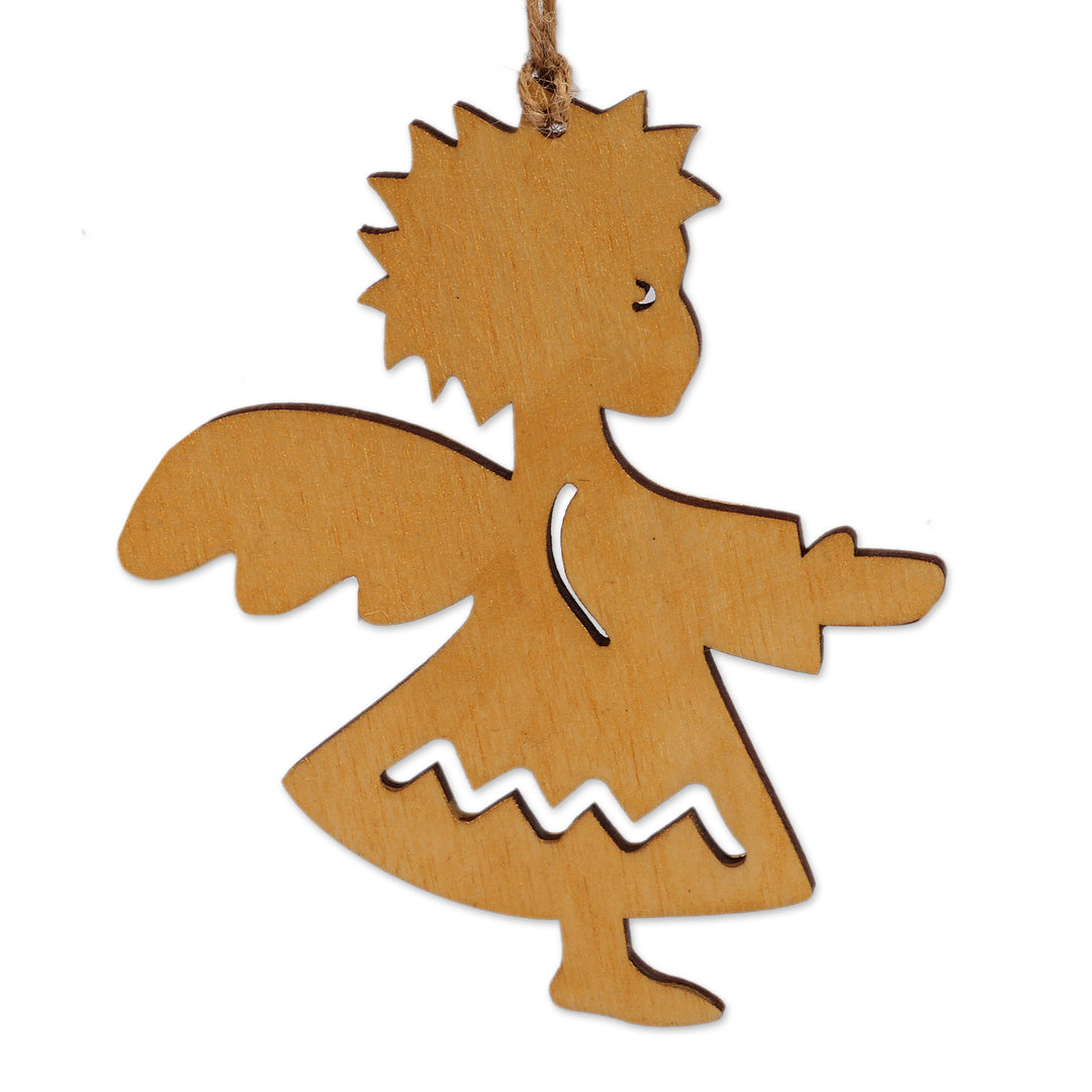 Golden and Silver Angel-Themed 4-Piece Wood Ornament Set - Angels of Heaven