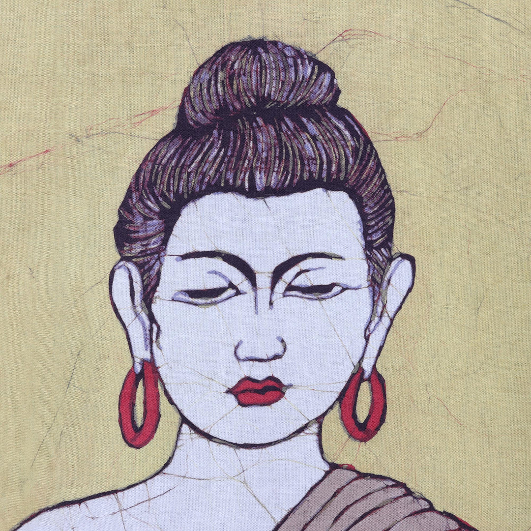 Cotton batik wall hanging - Buddha's Calm