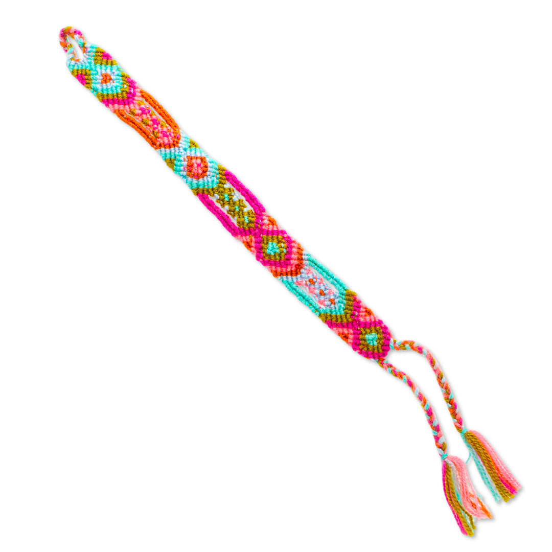 Colorful Hand-Loomed Adjustable Cotton Friendship Bracelet - Everlasting Friendship