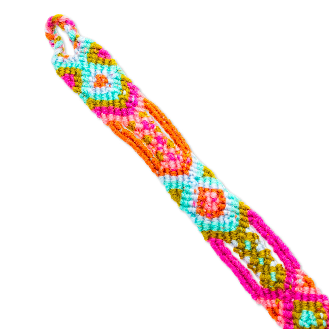 Colorful Hand-Loomed Adjustable Cotton Friendship Bracelet - Everlasting Friendship