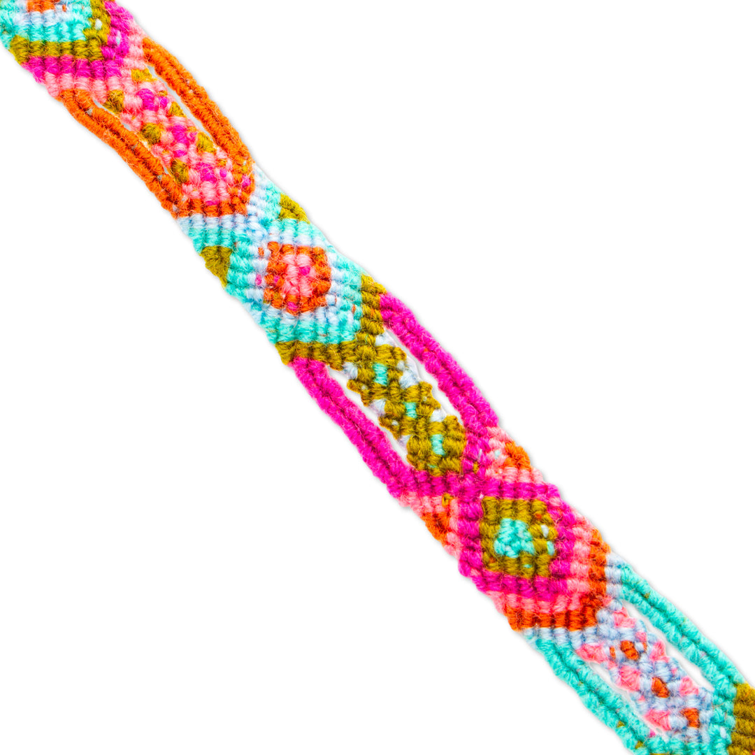 Colorful Hand-Loomed Adjustable Cotton Friendship Bracelet - Everlasting Friendship