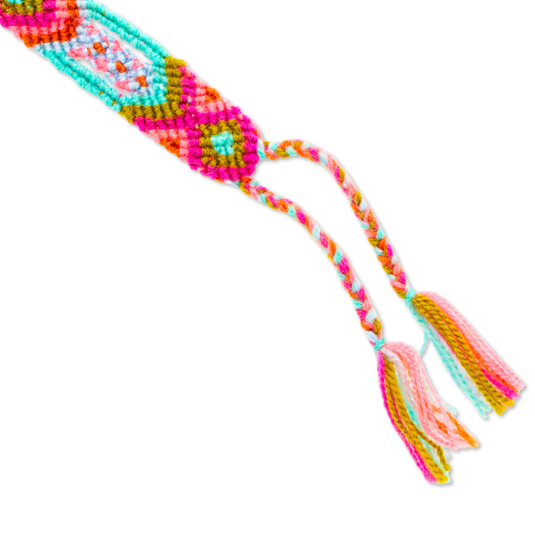 Colorful Hand-Loomed Adjustable Cotton Friendship Bracelet - Everlasting Friendship