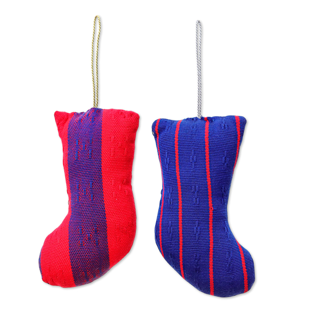 Christmas Stocking-Shaped 2-Piece 100% Rayon Ornament Set - Jolly Jingles