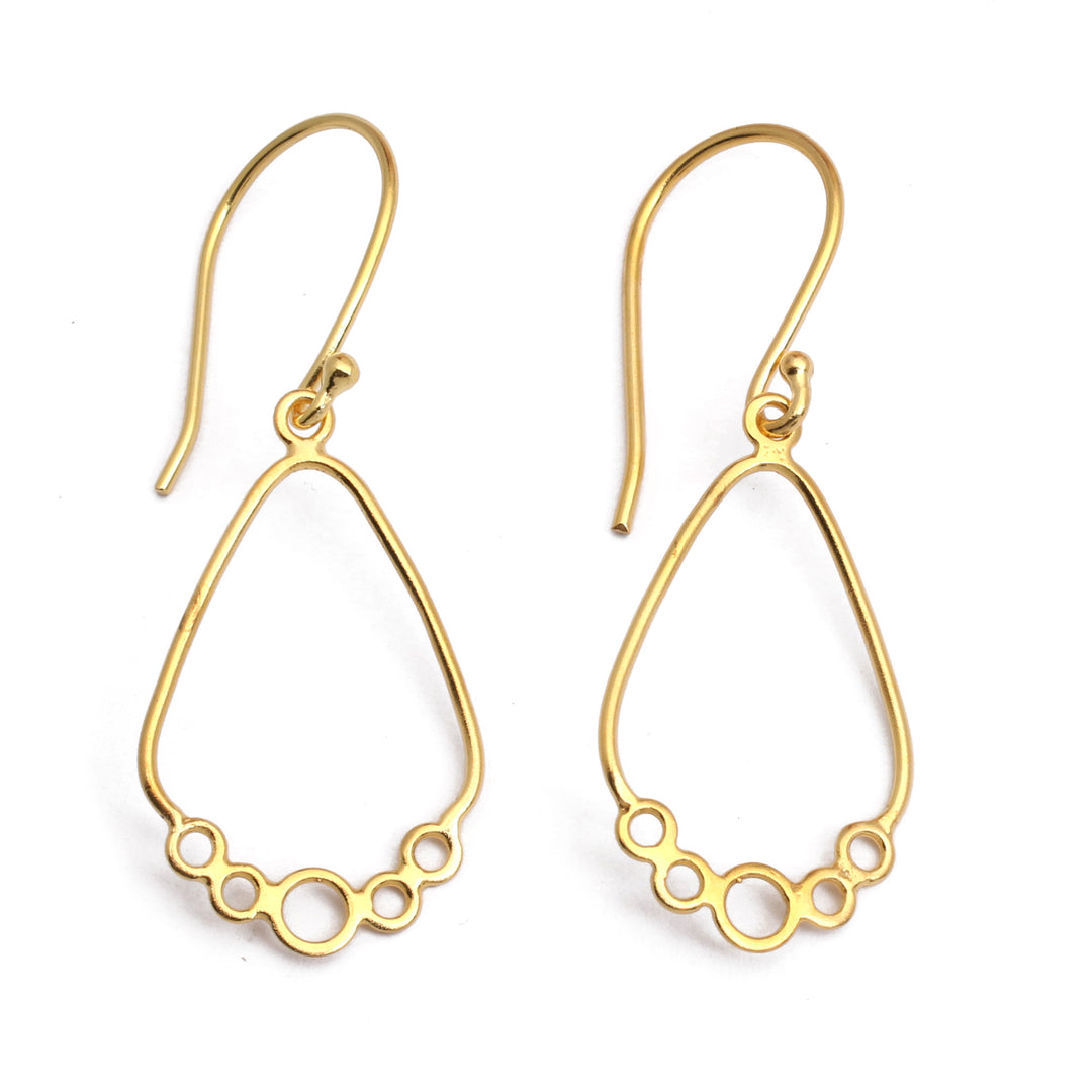 Circle-Themed Modern 18k Gold-Plated Brass Dangle Earrings - Shiny Circles