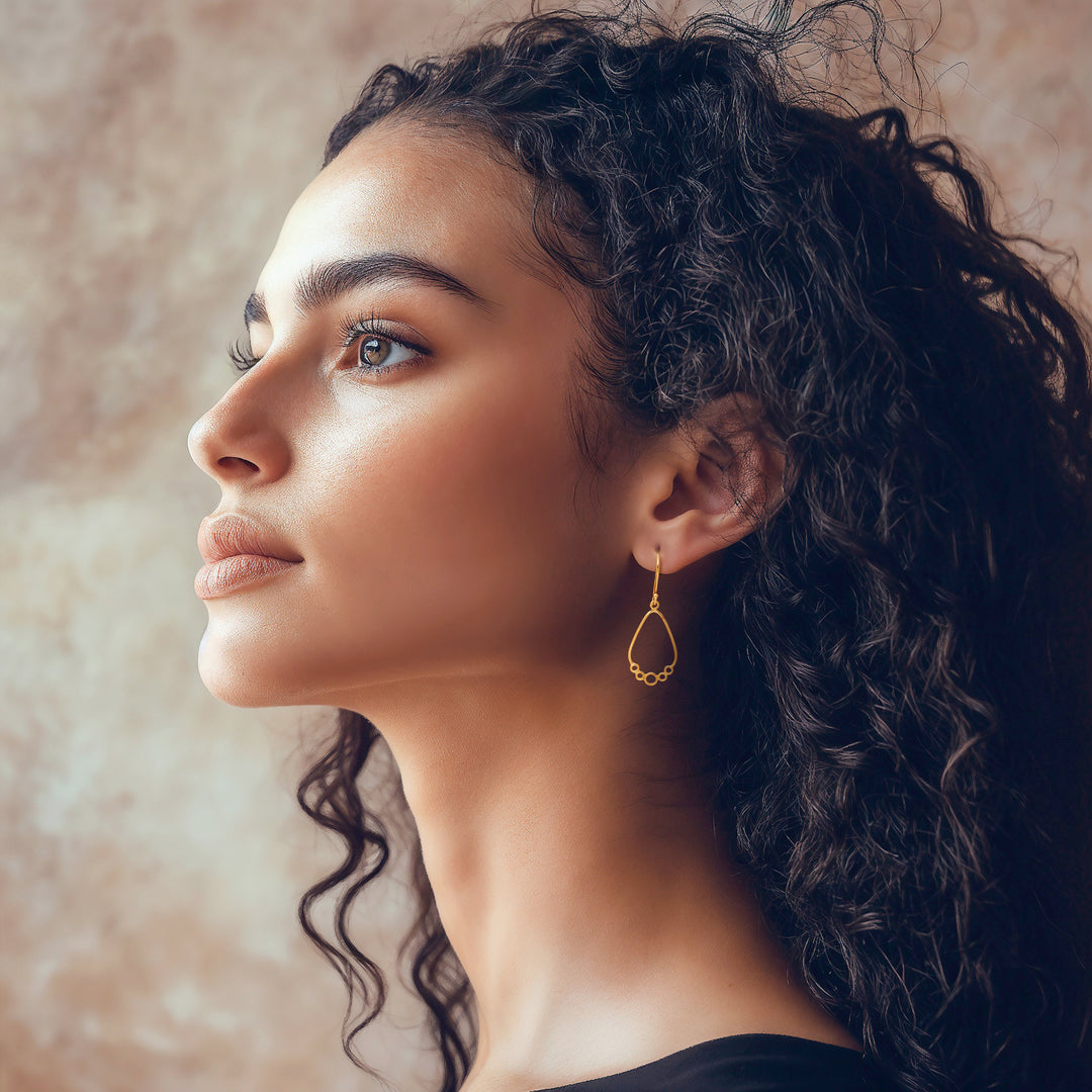 Circle-Themed Modern 18k Gold-Plated Brass Dangle Earrings - Shiny Circles