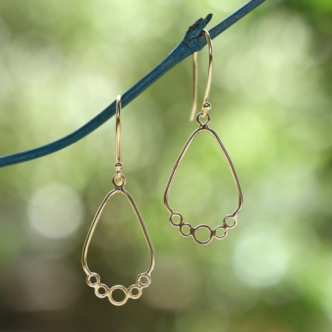 Circle-Themed Modern 18k Gold-Plated Brass Dangle Earrings - Shiny Circles