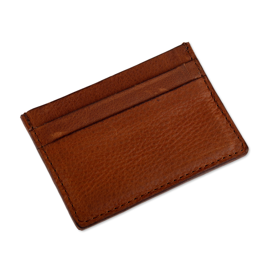 Travel-Friendly 4-Slot Coffee Brown 100% Leather Card Holder - Modern Coffee