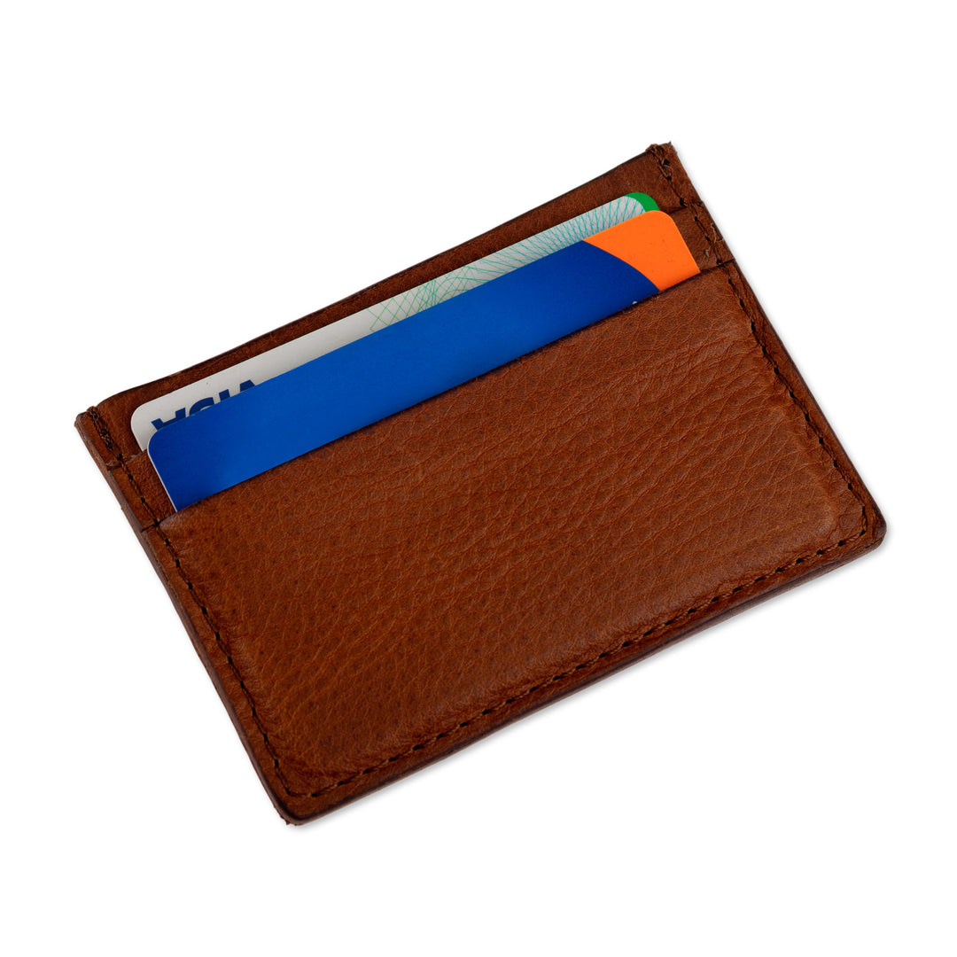 Travel-Friendly 4-Slot Coffee Brown 100% Leather Card Holder - Modern Coffee