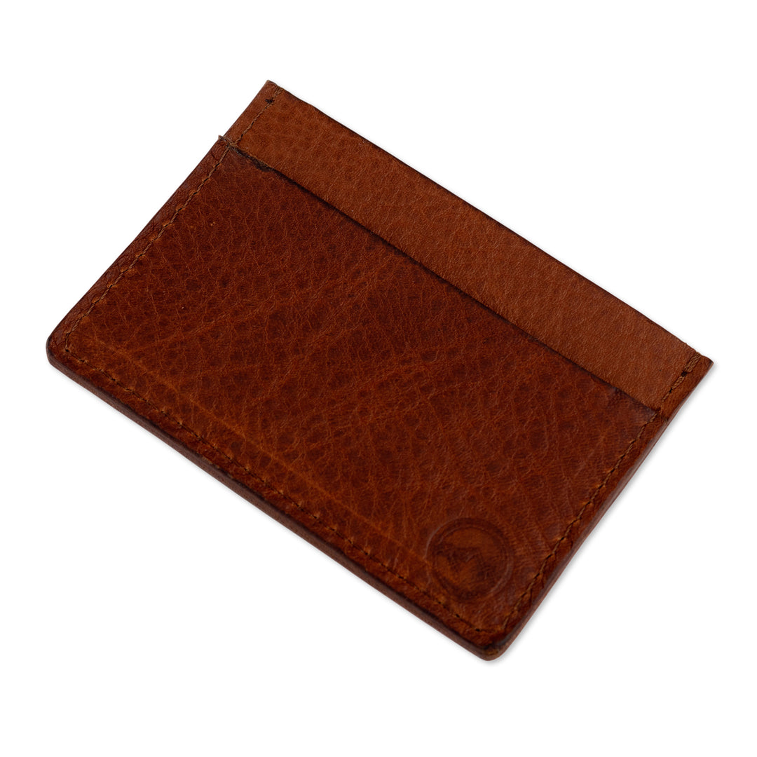 Travel-Friendly 4-Slot Coffee Brown 100% Leather Card Holder - Modern Coffee