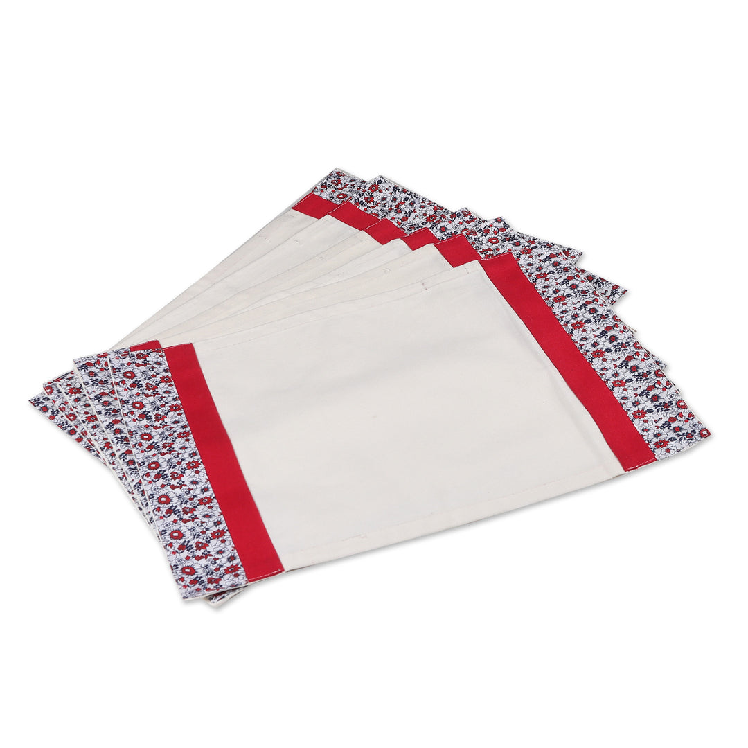 7-Piece Floral-Themed Cotton Table Runner and Placemat Set - Floral Fascination