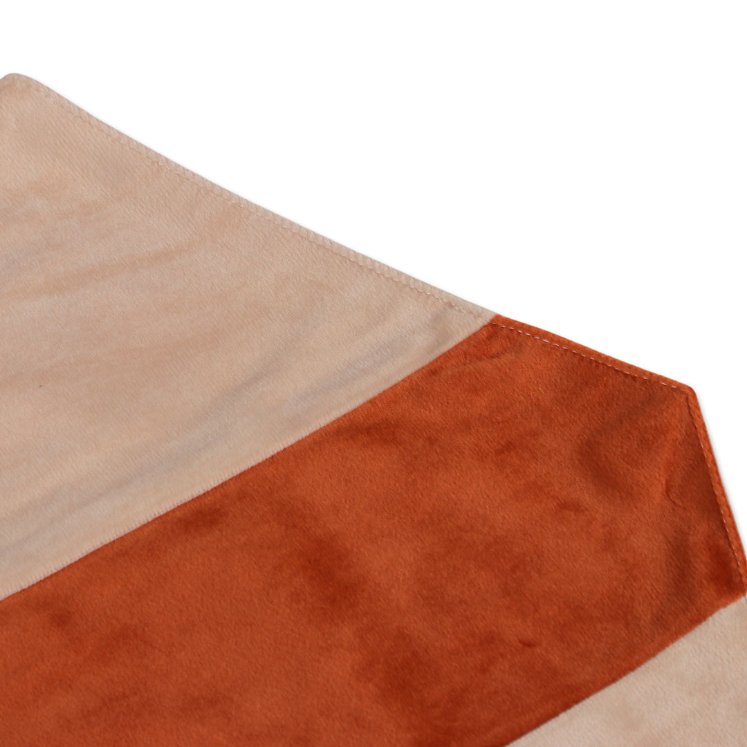 7-Piece Orange Ivory Cotton Blend Table Runner Placemat Set - Modern Luxury