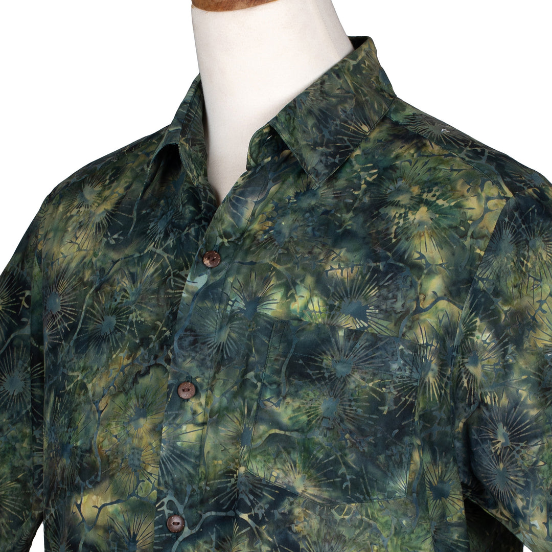 Men's Batik Cotton Shirt with Abstract Fireworks Patterns - Fireworks