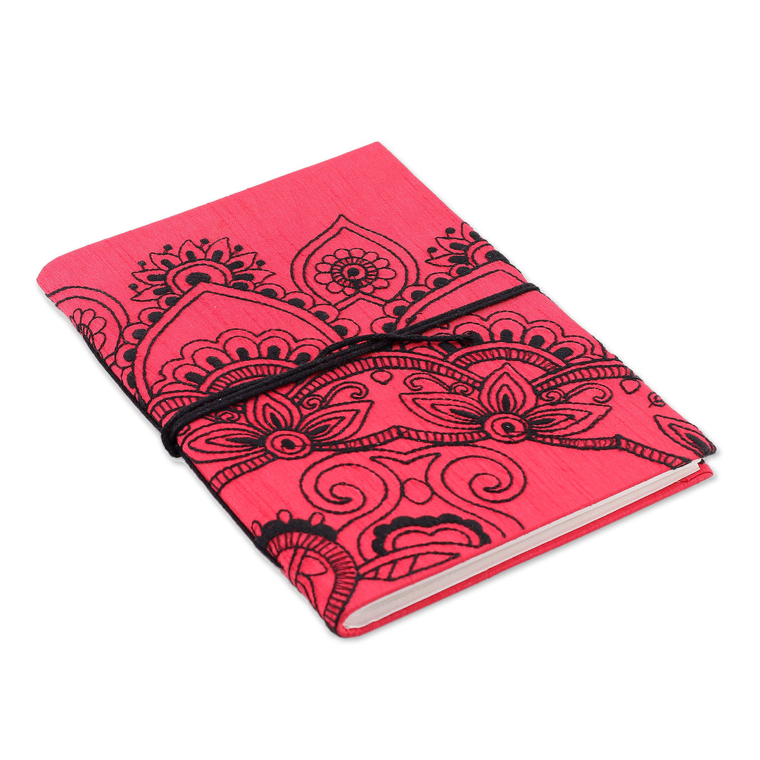 Traditional Floral Crimson and Black Handmade Paper Journal - Crimson Prime