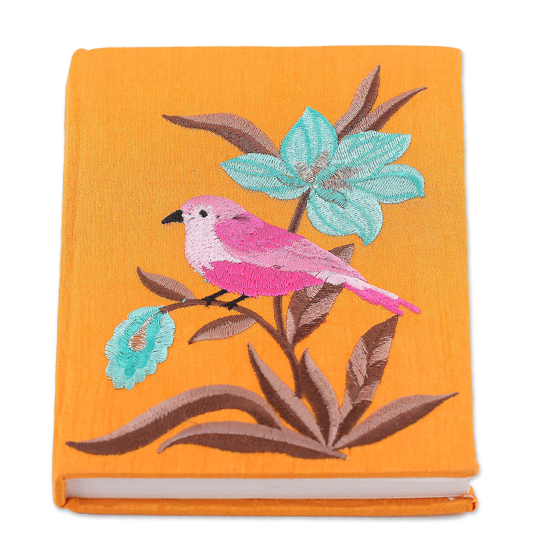 Nature-Themed Marigold Embroidered Handmade Paper Journal - Essence of Marigold Nature