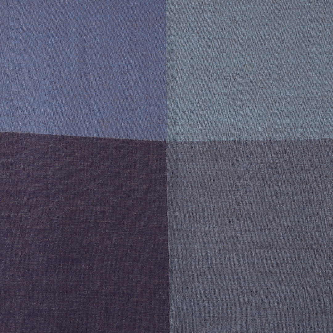 Modern Bohemian Fringed 100% Wool Shawl in a Blue Palette - Appealing Blue