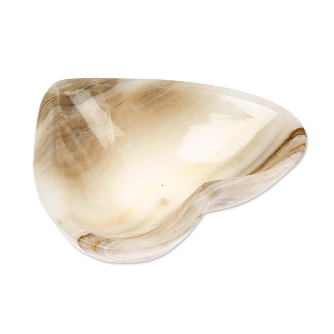 Heart-Shaped Hand-Carved Natural Marble Catchall in Grey - Grey Heart