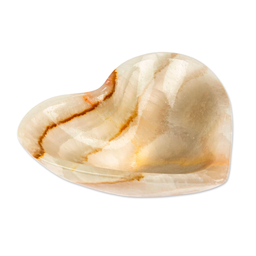 Heart-Shaped Hand-Carved Marble Catchall in Green and Grey - Green Heart