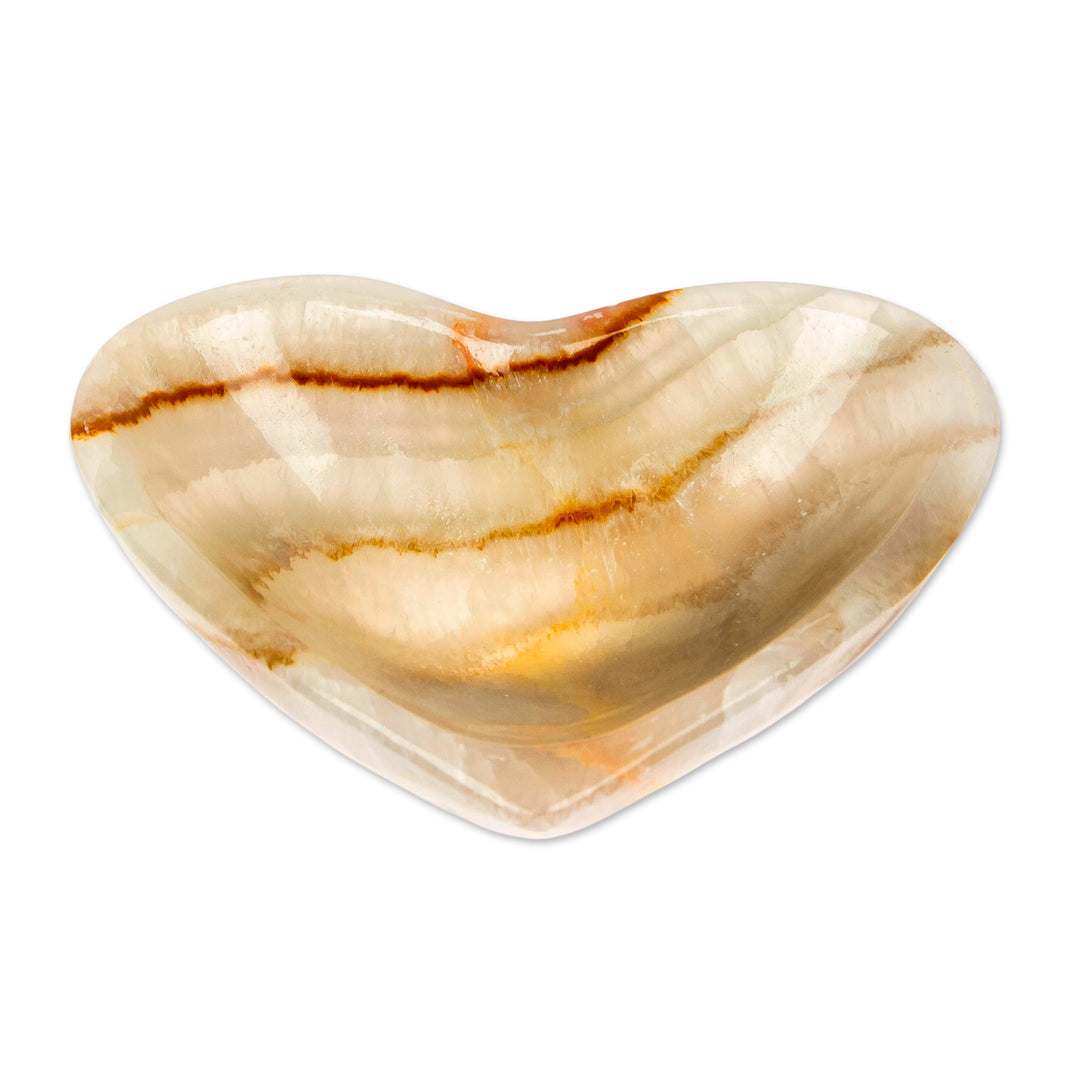 Heart-Shaped Hand-Carved Marble Catchall in Green and Grey - Green Heart