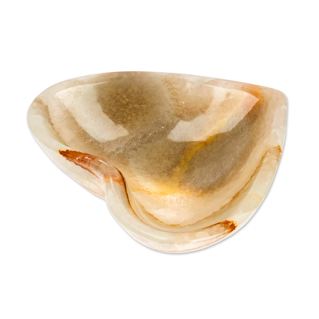 Heart-Shaped Hand-Carved Marble Catchall in Green and Grey - Green Heart