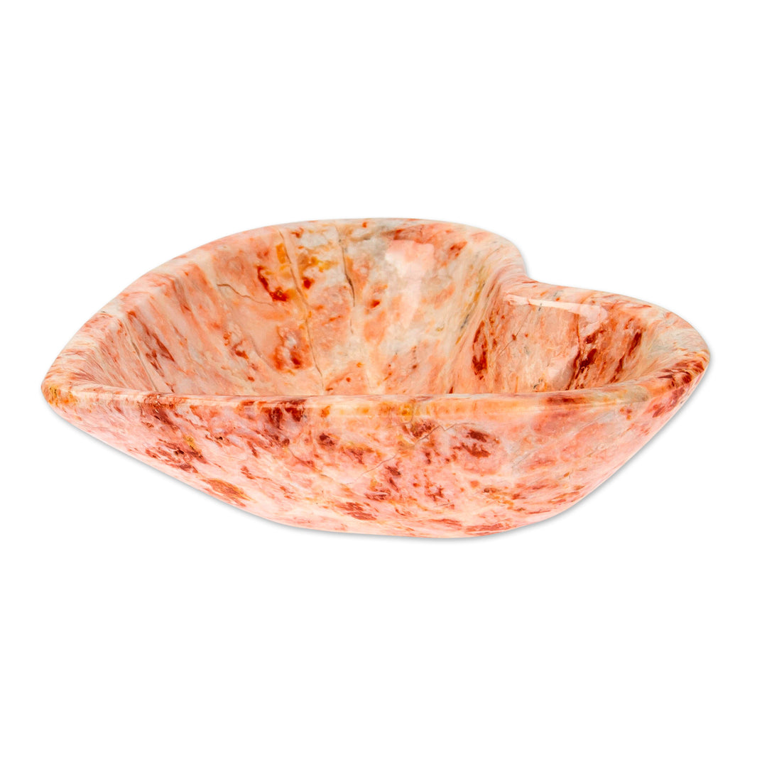 Pink White Grey Heart-Shaped Hand-Carved Marble Catchall - Pink Heart