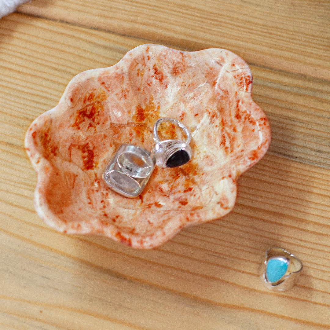 Marble Shell Catchall Jewelry Holder Key Tray in Pink Shade - Pink Shell