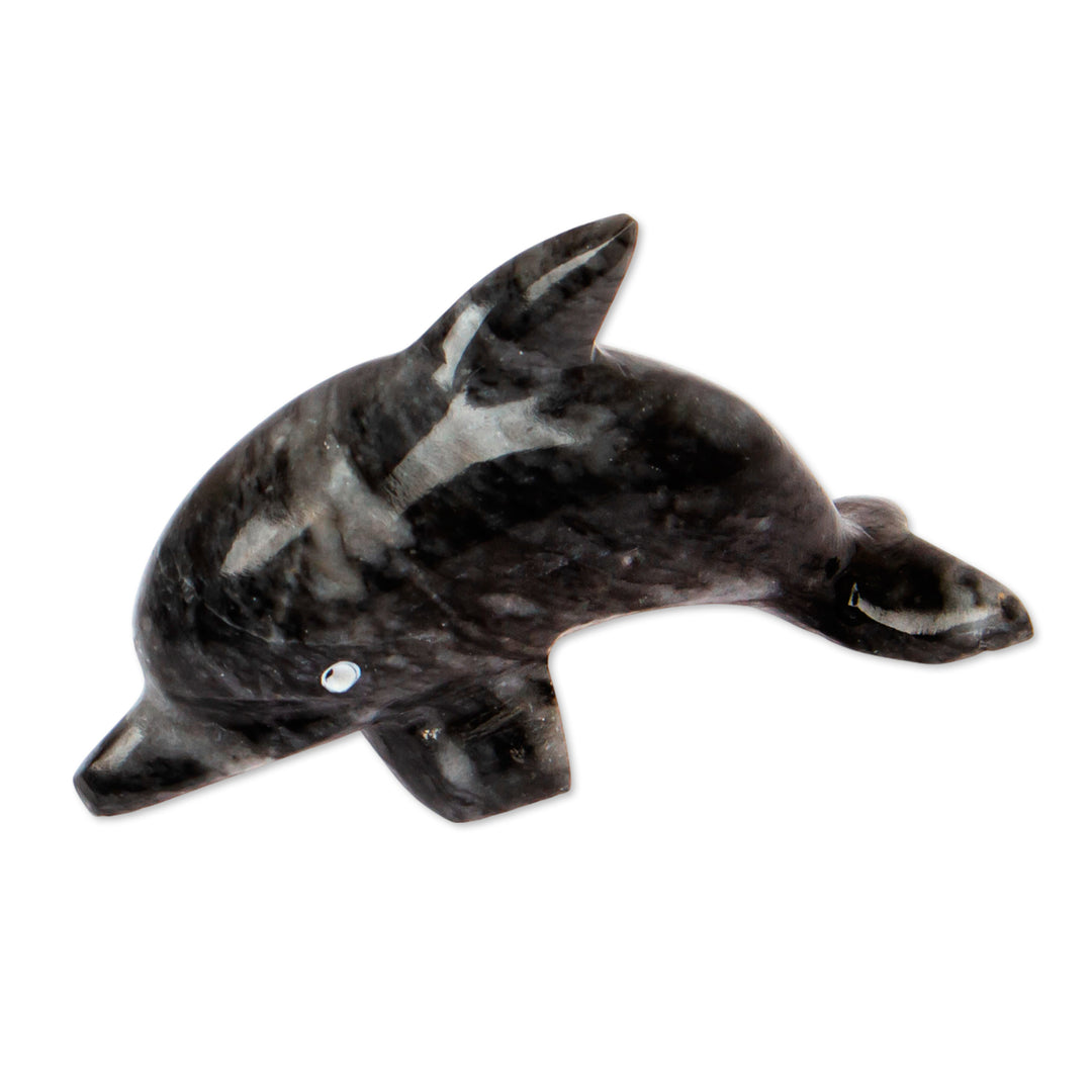 Ocean-Themed Dolphin-Shaped Blue-Palette Marble Figurine - Oceanic Fins