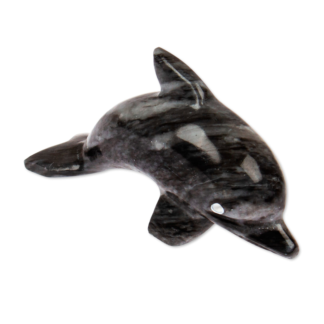 Ocean-Themed Dolphin-Shaped Blue-Palette Marble Figurine - Oceanic Fins