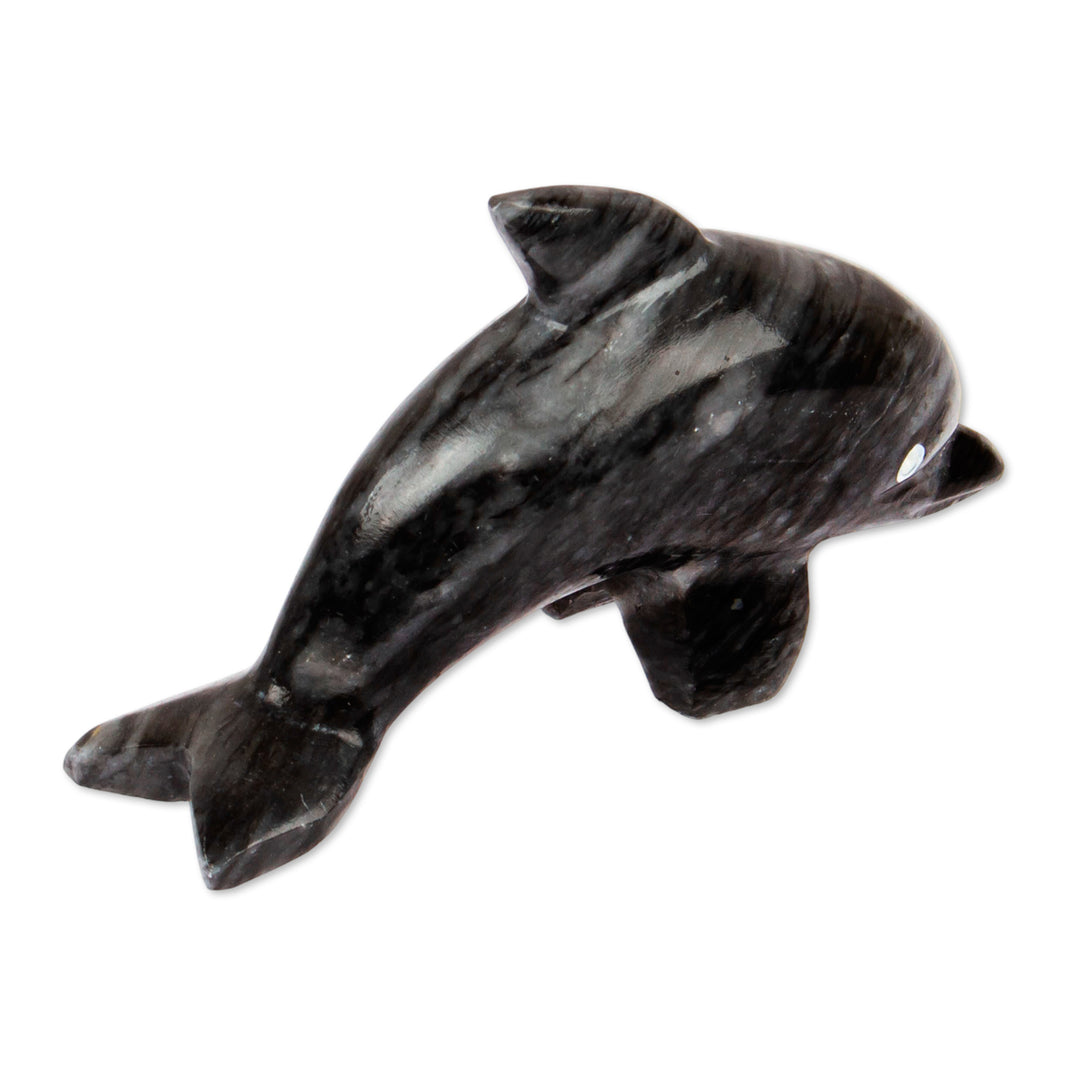 Ocean-Themed Dolphin-Shaped Blue-Palette Marble Figurine - Oceanic Fins