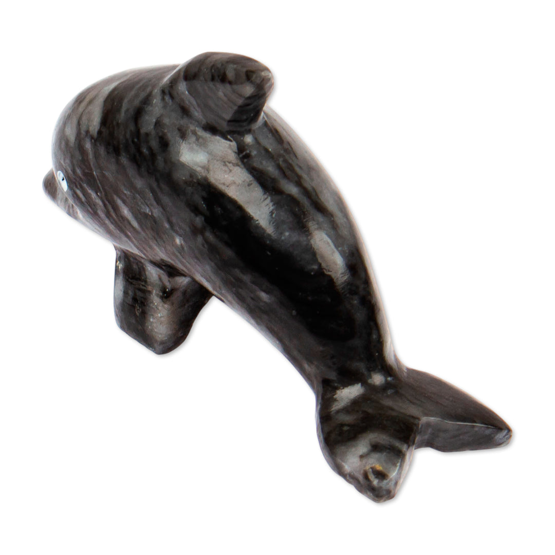 Ocean-Themed Dolphin-Shaped Blue-Palette Marble Figurine - Oceanic Fins