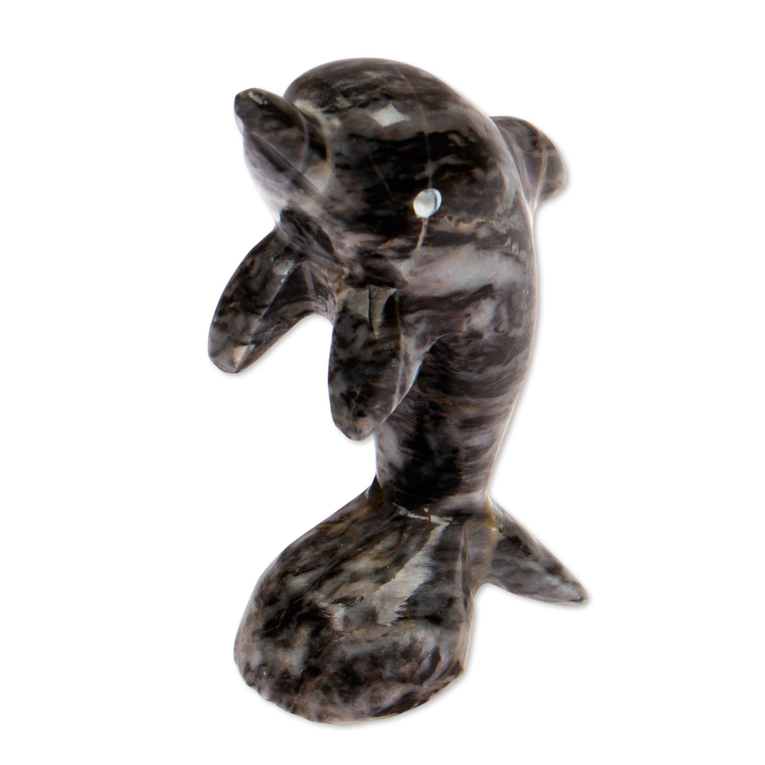 Artisan-Made Dolphin-Themed Blue-Palette Marble Figurine - True Sea