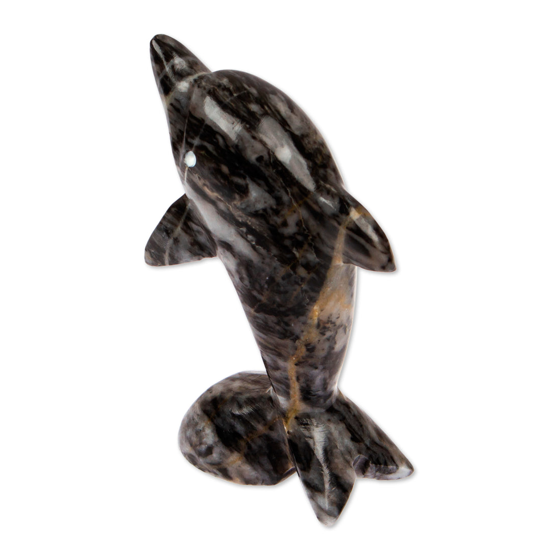 Artisan-Made Dolphin-Themed Blue-Palette Marble Figurine - True Sea