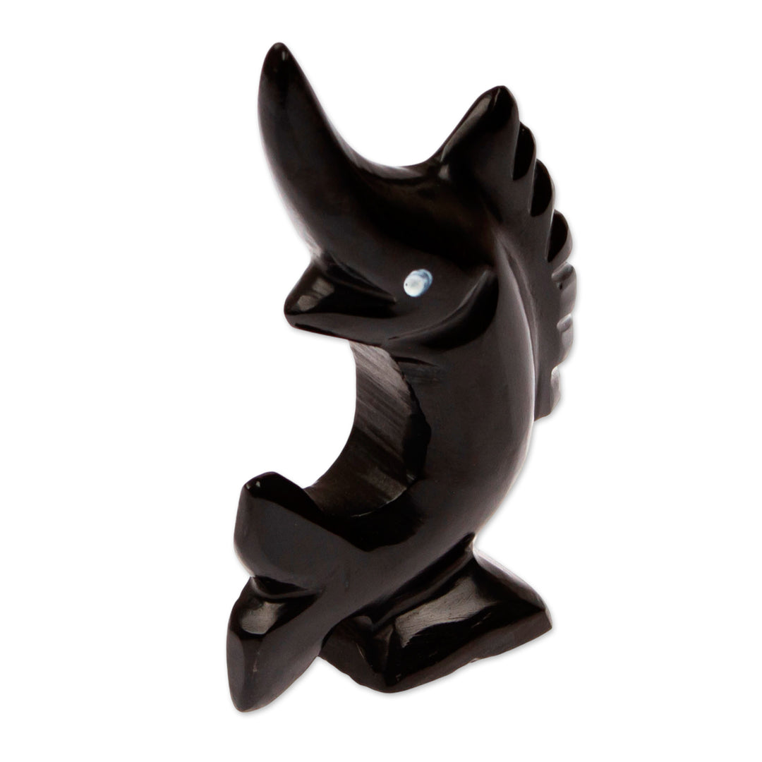 Handcrafted Marble Figurine of Swordfish in a Dark Palette - Tides of Puissance